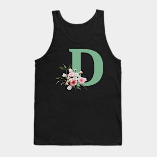 Letter D green with colorful flowers Tank Top